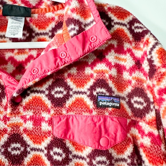 Patagonia Synchilla Snap-T Pullover Aberdeen Butterfly Red Aztec Jacket Size XL - Picture 4 of 8